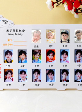 儿童成长纪念相框校园时光宝宝纪念1岁到18岁相框证件照片记录摆