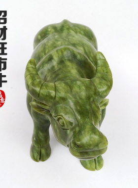 天然玉石牛摆件旺财神牛招财风水生肖牛工艺品办公室桌面摆设摆件