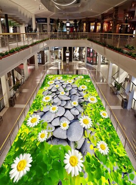 地砖贴绿色地贴地面贴纸3d立体装饰贴画自粘防水浴室卫生间地板贴