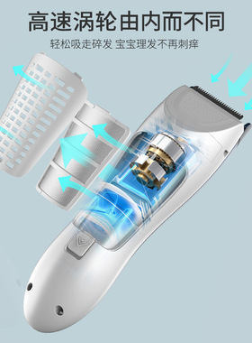 婴儿理发器自动吸发儿童剃头胎毛充电防水低静音新生宝宝电推剪子