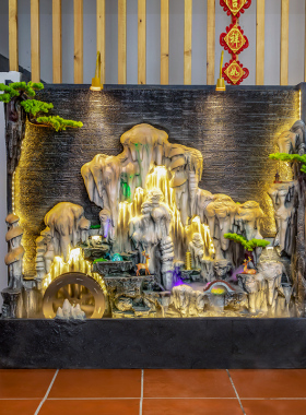 假山流水喷泉庭院造景水景墙办公室瀑布水幕墙屏风落地鱼池摆件
