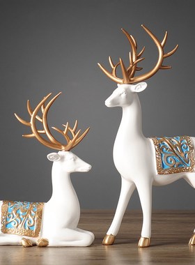 中式鹿摆件花瓶家居装饰品玄关酒柜书房电视柜办公桌创意结婚礼物