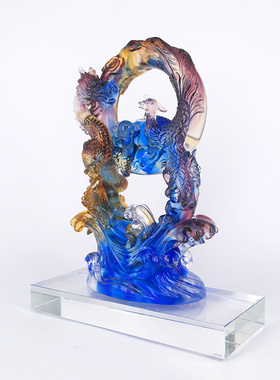 琉璃摆件结婚礼物闺蜜新婚工艺品装饰品婚房送新人的摆件龙凤呈祥