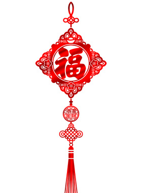 新年玻璃贴纸喜庆福字结装饰品橱窗玻璃门贴中国结墙贴画春节窗花