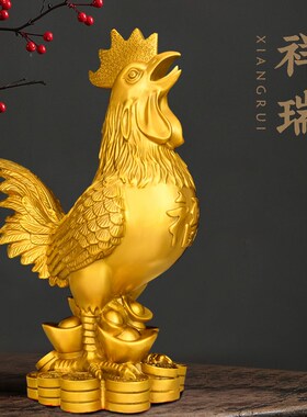 铜鸡摆件纯铜公鸡福鸡生肖鸡大号家居店铺装饰品送礼元宝鸡