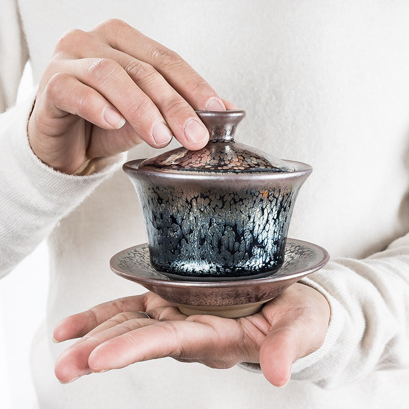 Jianzhan tea set teacup obsidian black gold high-end luxury gift box set new Chinese style housewarming festival for leaders and elders