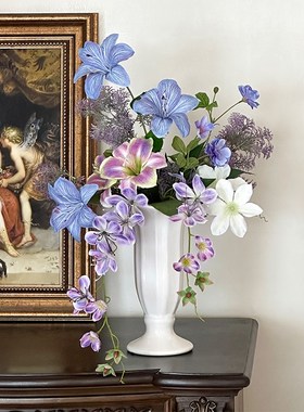 紫藤蜜语 法式仿真花花束花瓶装饰摆件小众艺术感客厅桌面插花