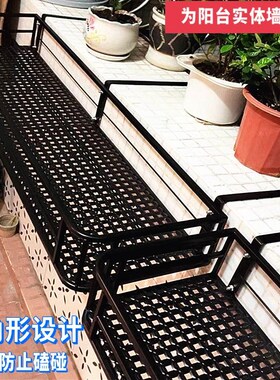 简约圆角阳台栏杆花架悬挂式加宽挂实体墙铁艺花盆架壁挂置物架.