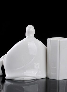 孙子笔筒德化陶瓷文房用品办公室书房个性笔筒名家大师礼品摆件