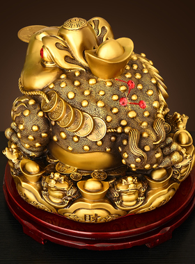 铜金蟾摆件招纯客厅三足铜金蟾蜍八方进财三脚金蝉店铺办公室客厅