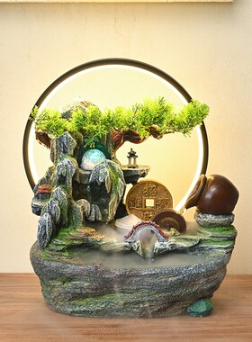 小桥流水喷泉摆件客厅玄关电视柜桌面循环水风水轮装饰乔迁新居礼
