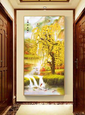 现代简约进门麋鹿玄关装饰画客厅走廊过道挂画竖版壁画招财风水画