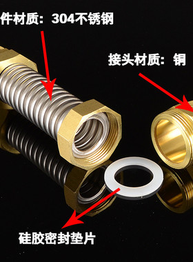 1.2/1.5/2/2.5寸中央空调波纹管304不锈钢金属软管加厚铜头双外丝