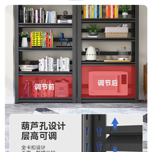新疆黑色碳钢家用阳台置物架多层落地书架储藏间库房储物架子包邮 - 图1