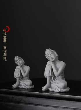 创意青砂石小如来佛像摆件鱼缸盆栽造景装饰禅意客厅桌面玄关景观