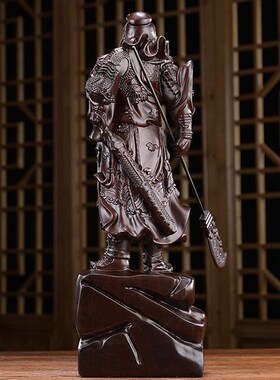 实木关公摆件木雕艺术品供奉神像关羽佛像佛龛武财神关二爷雕像