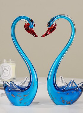 琉璃手天鹅艺术摆件现代简约客厅玄关桌面样板间新婚装饰品结婚送