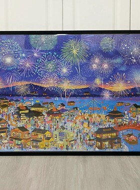 花火夜游拼图框2000片96*68cm实木专用拼图框裱框猫的天空之城