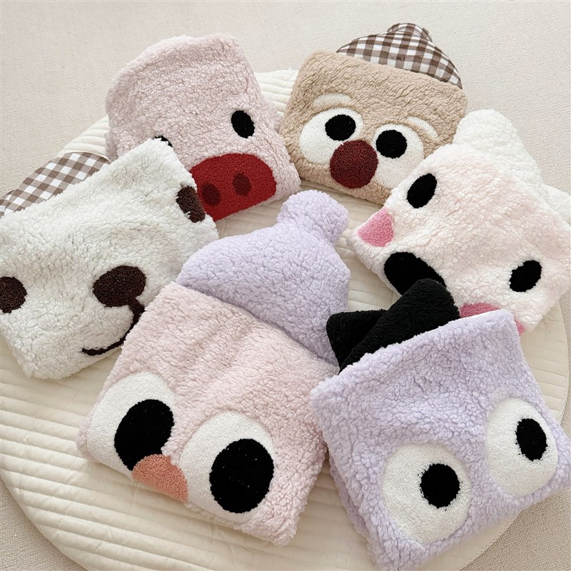 Ins bedside cushion lamb velvet soft big eyes bed large backrest bay window pillow cushion removable and washable