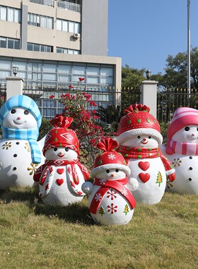 圣诞雪人摆件户外玻璃钢圣诞老人雕塑圣诞节礼盒新年大型商场装饰