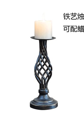 复古烛台美式金属镂空蜡烛台婚庆烛光晚餐道具软装家居摆件蜡烛台