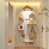 Solid wood perforated board entry porch storage rack custom meter box to block the wall decoration storage above the shoe cabinet