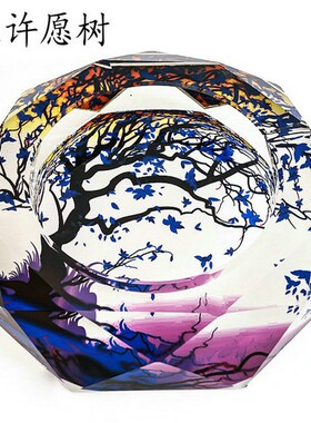 家居水晶烟灰缸 高档时尚个性欧式水晶烟缸 彩印上八角烟灰缸定制