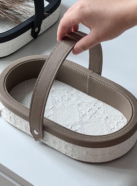 轻奢高级感入户玄关钥匙收纳摆件进门鞋柜客厅桌面收纳盒皮质饰品