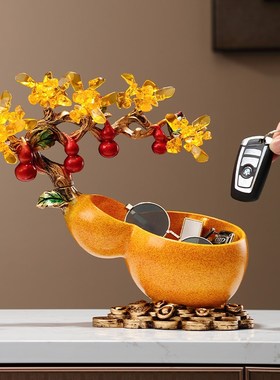 新中式葫芦招财水晶树乔迁新居入户鞋柜客厅装饰钥匙收纳玄关摆件