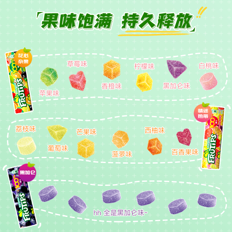 徐福记雀巢趣满果混合味水果果汁软糖橡皮糖儿童糖果童年休闲零食