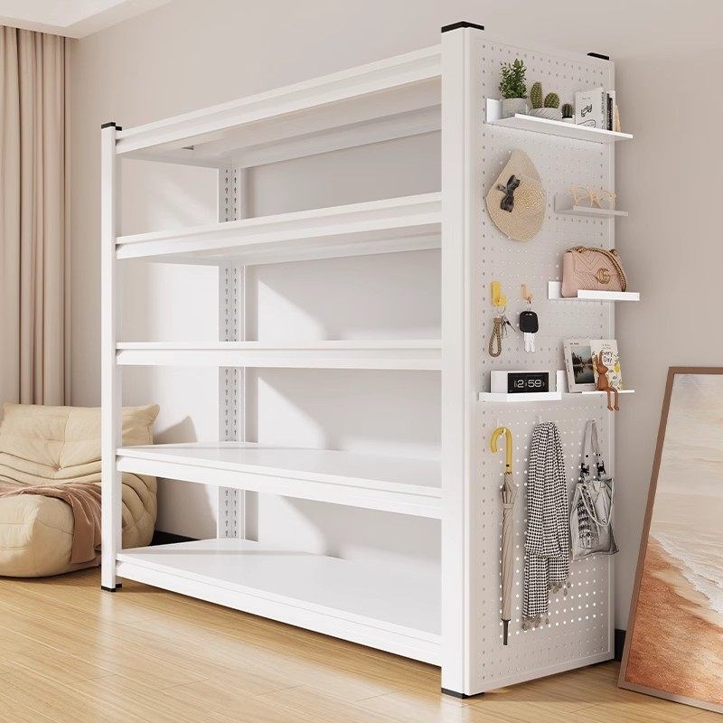 Household multi-layer hole board rack balcony floor-standing storage rack supermarket express rack warehouse angle steel goods