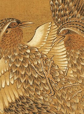 陆治久安大吉图 传统工笔花鸟画临摹范本 中式装饰画艺术绢布画心