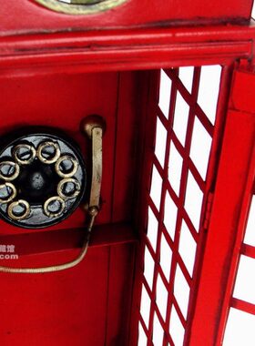 英国伦敦老式电话亭模型铁皮仿古做旧铁艺模型摆件工艺品家居饰品