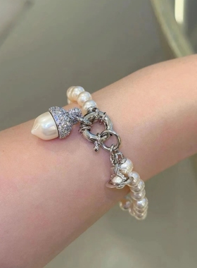 《现货秒发》土星小松果珍珠手链女轻奢小众设计感高级手串