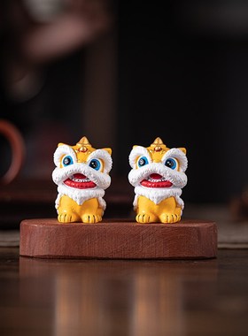 国潮喜庆小醒狮摆件高级感小众桌面装饰品创意舞狮招财萌宠送礼物