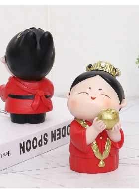 创意中式婚庆婚礼国潮玩偶娃娃摆件情侣结婚新婚礼物婚房桌面摆件