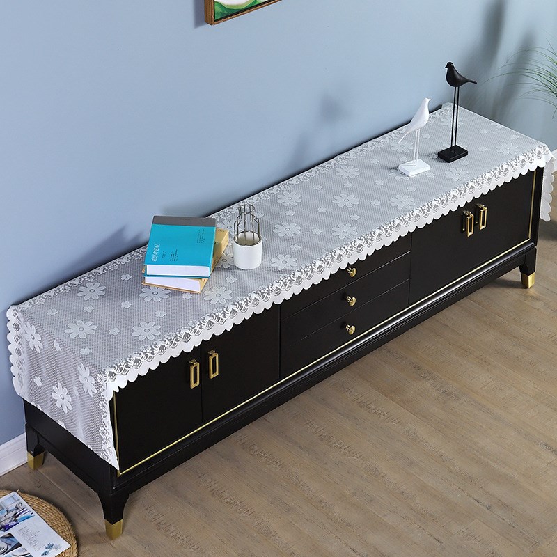 Lace coffee table cloth rectangular dust-proof cover cloth home cloth simple style plain color chrysanthemum tablecloth