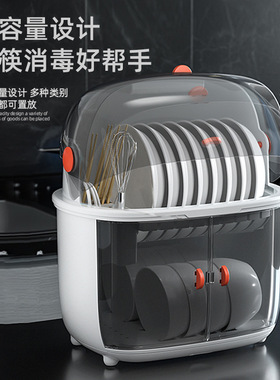 家用厨房沥水碗架双层带盖碗碟架碗筷子消毒机盘整理架防尘碗碟柜