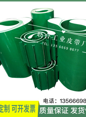 进口材质 绿白色轻型流水线传送带小型输送机皮带草纹防滑运输带