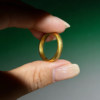 Queyunlai ancient gold closed ring pure gold 999 smooth solid electric black star and moon trend cool tail ring ring