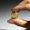 Queyunlai 999 Pure Gold Shiny Ring Gold Mirror Irregular Ring Fashion Personality Niche Ins Style