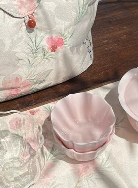 惊蛰 云纱茶包套装 原矿粉泥盖碗茶杯 耐热玻璃公道杯 赠一条茶巾