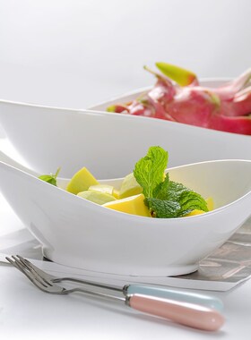 纯白陶瓷西餐法式水果沙拉碗餐厅小吃碗家用创意小菜碗甜品碗汤碗