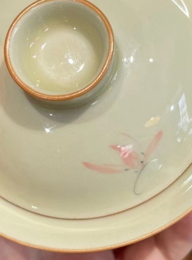 惊蛰 冰台手绘粉兰三才盖碗茶杯单个泡茶碗功夫茶具不烫手茶器