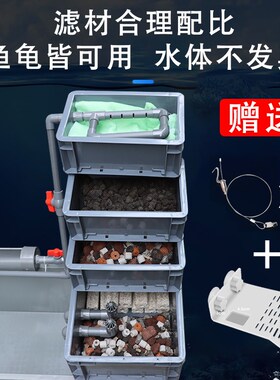 龟鱼缸一体混养周转箱龟养生态沼泽塑料大乌龟缸龟箱带过滤水族箱