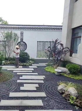 50斤深灰色砾石水洗石枯山水庭院花园造景黑色石子青石碎石子米石
