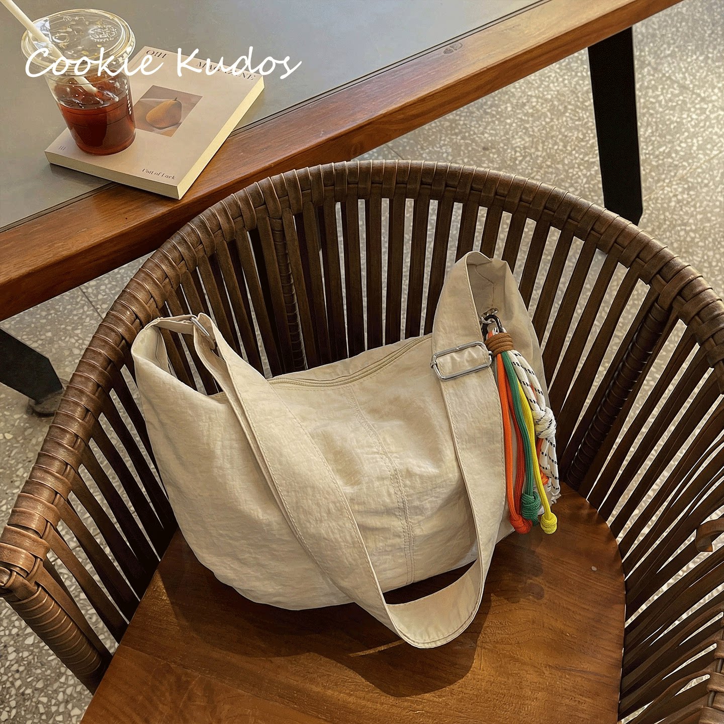 CookieKudos red nylon dumpling bag