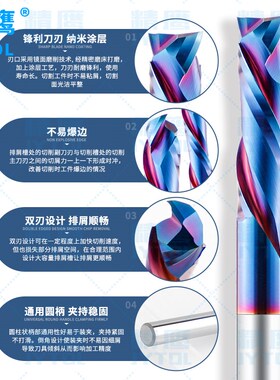 6mm涂层双刃复合螺旋铣刀双贴面MDF实木板修边机雕刻木工工具大全