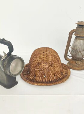 复古怀旧柳编斗笠饰品50帽时代手工道具矿工装饰老摆件年代庭院