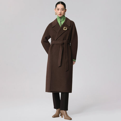 Distin Kidny/迪凯冬季新品绵羊毛高级感蚕丝通勤大衣女毛呢外套 - 图1